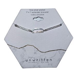 Unwritten Cubic Zirconia Initial Link Bracelet Silver Plated "D" NWT